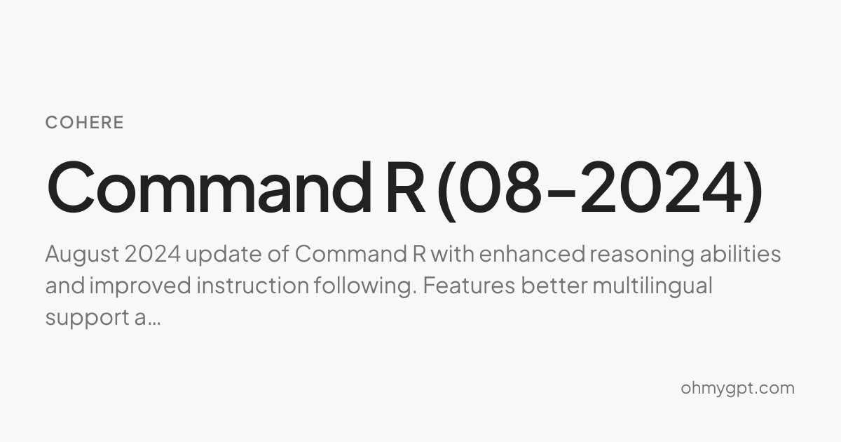 Command R (08-2024) - Cohere AI Model