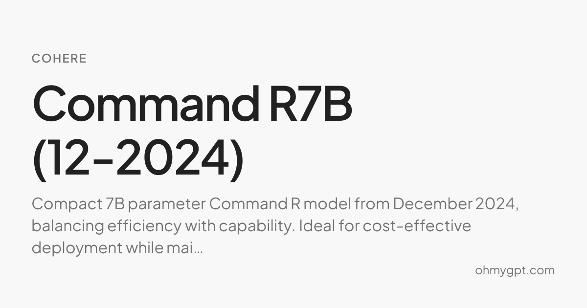 Command R7B (12-2024) - Cohere AI Model