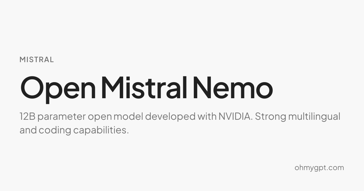 Open Mistral Nemo - Mistral AI Model